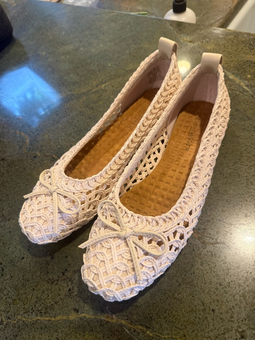 Kelsi Dagger Woven Crochet Ballet Flats - Cream
